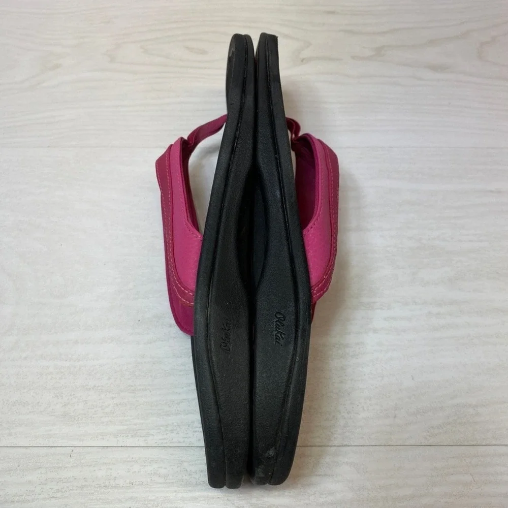 Olukai Womens 11 Ohana Sandals Flip Flops Pink Black Synthetic Water Resistant
